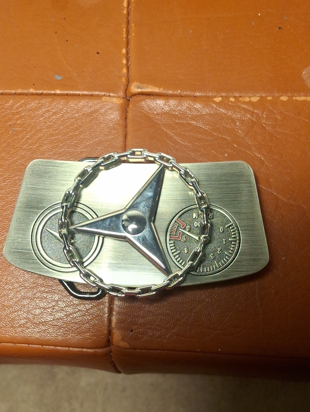 Silver Tone Mercedes-Benz Steering Wheel Belt Buckle